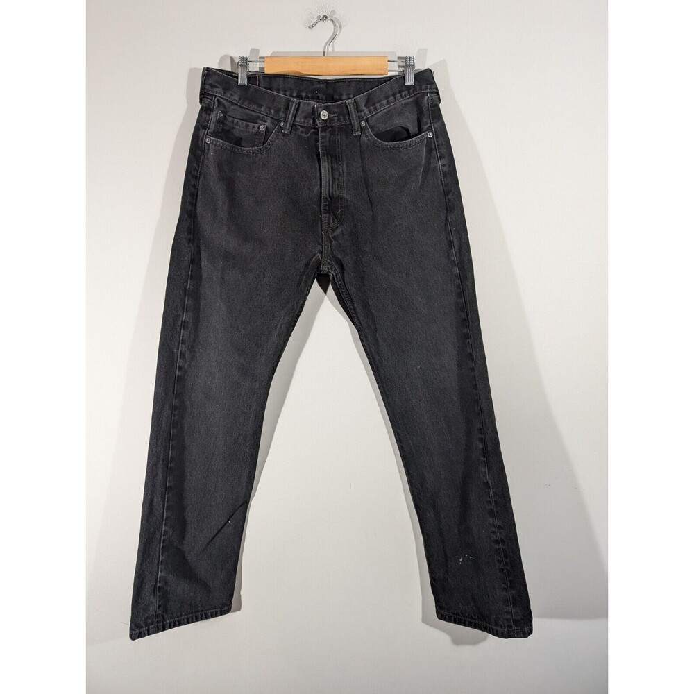 Levi's 505 Jeans Men Sz 36 Black Denim Straight‎ Leg Pants 0260